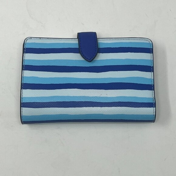 Kate Spade Schuyler Wave Stripe Medium Company Bifold Wallet blue - Picture 4 of 11